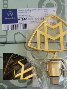Maybach Hood Ornament Gold Emblem Badge for Mercedes Benz S-Class (Fits below)
